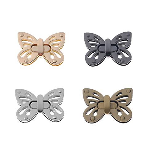 LARATH 4 Pieces Butterfly Shaped Clasp Turn Lock Metal Purse Twist Lock Closure Exquisite Practical Bag Buckles for DIY Craft Handbag Shoulder Bag Making Accessories, Mixed Color - Image 1