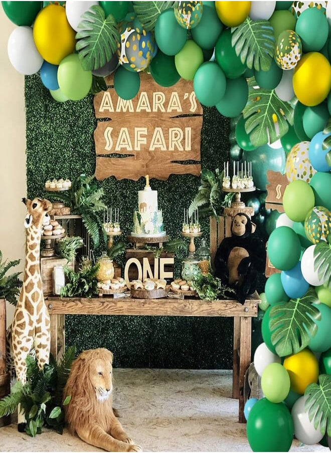 Amandir 146Pcs Jungle Safari Green Balloon Arch Garland Kit Gold Green ...