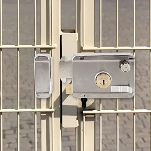 plplaaoo Home Safety Vertical Keyway Cylinder Deadbolt Rim Lock SetAntiTheft Vertical DeadboltStainless Steel Exterior Door Lock with Key for Wooden DoorsExterior Mechanical Anti Theft LocksRight Handed - Image 3
