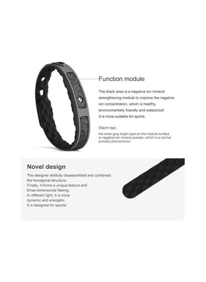 Anti-Static Wristband, Couple Bracelets, Football Texture Anti-Static Wristband, Negative Ion Silicone Outdoor Sports Energy Wristband (Lightning Pattern, Black/Pink) - Image 2