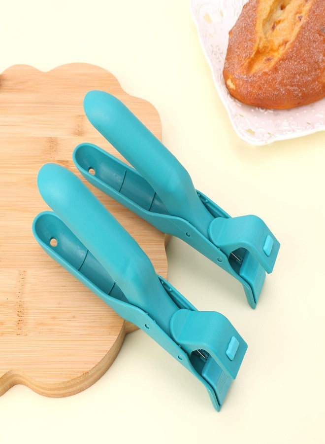 XIHIRCD 2pcs Anti-Scald Bowl Holder Clips, Multifunctional Hot Plate Gripper Silicone Anti Bowl Dish Plate Gripper Clips Tongs Clamp for Pots Bowls Plates Cooking (Blue) - Image 3