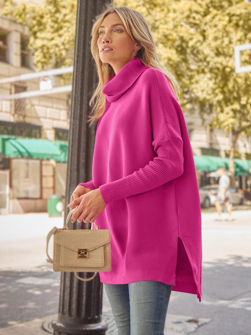 LILLUSORY Oversized Turtleneck Pullover Sweater Women 2025 Long Tunic Cozy Winter Trendy Plus Size Poncho Cowl Neck Cute Casual Early Fall Fashion Must Have Work Old Money Clothes Outfit Clothing - Image 4