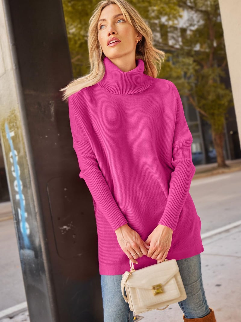 LILLUSORY Oversized Turtleneck Pullover Sweater Women 2025 Long Tunic Cozy Winter Trendy Plus Size Poncho Cowl Neck Cute Casual Early Fall Fashion Must Have Work Old Money Clothes Outfit Clothing - Image 3