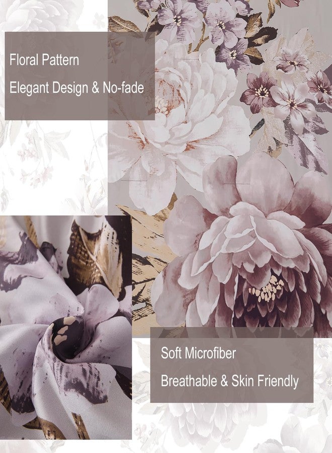 Dintszyayue Floral Comforter Set Queen Size 7 Pieces Elegant Taupe Flower Bed in a Bag Soft Bed Comforter Set for All Season with Flat Sheet, Fitted Sheets, Pillowcases & Shams - Image 5