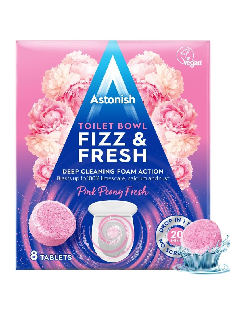 Astonish Astonish Toilet Bowl Fizz & Fresh Cleaning Tabs  Peony Deep Cleaning Foam Action Removes Depostis of Limescale Calcium & Rust No Scrubbing 