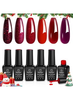 beetles Gel Polish Beetles Christmas Red Gel Nail Polish Set Winter Burgundy Collection Glitter Poinsettia Purple Gel Polish, Soak Off UV LED Gel Nail Polish Art Design Decoration DIY Gel Nail Gifts  - Image 1