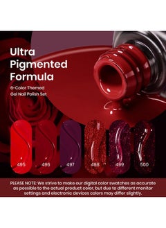 beetles Gel Polish Beetles Christmas Red Gel Nail Polish Set Winter Burgundy Collection Glitter Poinsettia Purple Gel Polish, Soak Off UV LED Gel Nail Polish Art Design Decoration DIY Gel Nail Gifts  - Image 3