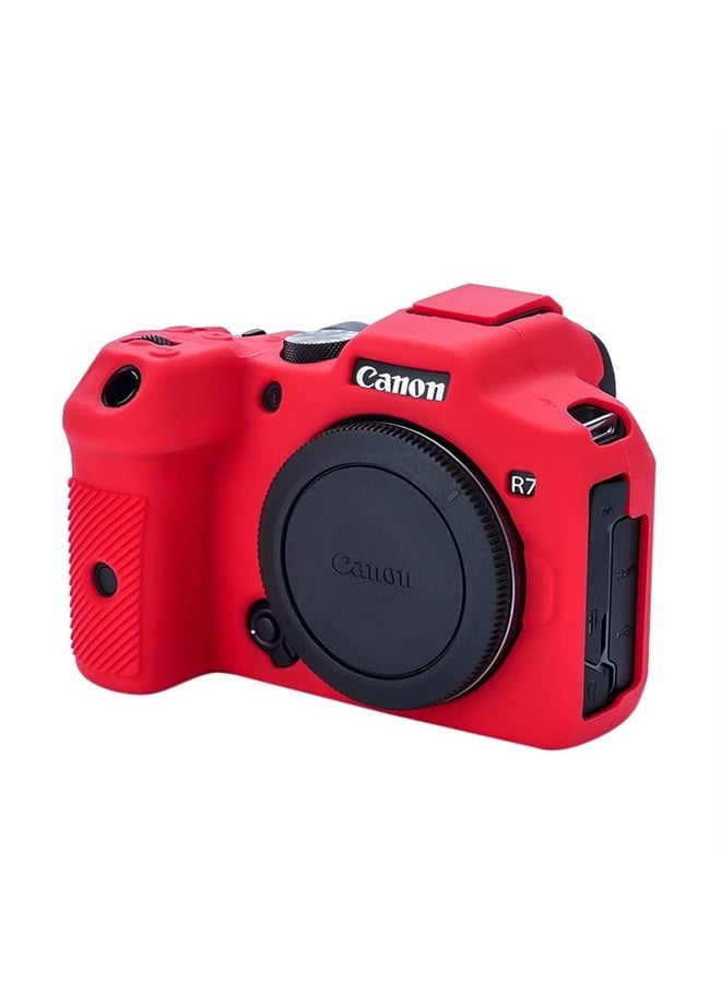 Rieibi حافظة كاميرا EOS R7، حافظة سيليكون لكاميرا كانون eos r7 الرقمية، غطاء واقي سيليكون لكاميرا كانون r7 - أحمر - Image 2