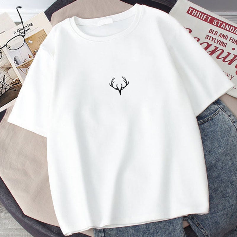 Round Neck Short-Sleeve T-Shirt For Men, Trendy Hong Kong Style, Five-Quarter Sleeve Top, Unisex, Student Couple Half-Sleeve Trendy Brand - Image 1