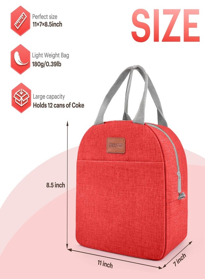 Easyfun Lunch Bag for Women & Men Adult Insulated Lunch Box, Small Leakproof Cooler Food Lunch Containers Reusable High Capacity Lunch Tote Bags for Work, Travel, Outdoor (Red) - Image 2