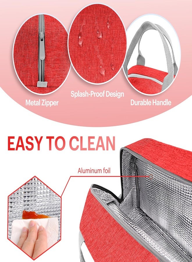 Easyfun Lunch Bag for Women & Men Adult Insulated Lunch Box, Small Leakproof Cooler Food Lunch Containers Reusable High Capacity Lunch Tote Bags for Work, Travel, Outdoor (Red) - Image 4