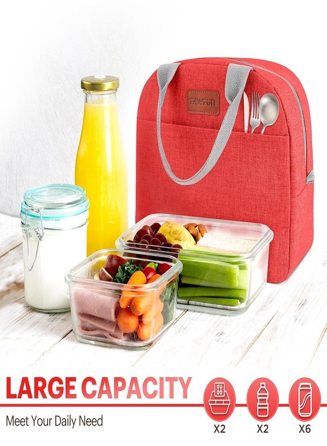 Easyfun Lunch Bag for Women & Men Adult Insulated Lunch Box, Small Leakproof Cooler Food Lunch Containers Reusable High Capacity Lunch Tote Bags for Work, Travel, Outdoor (Red) - Image 3