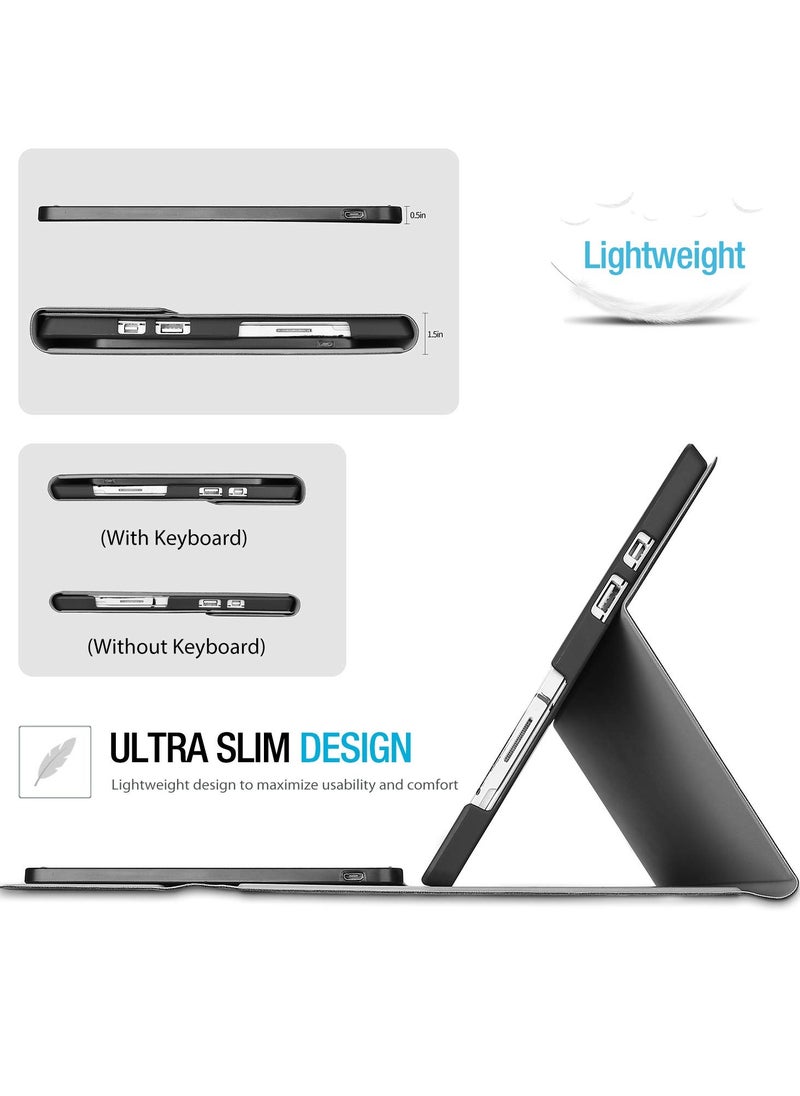 Procases - Keyboard Case for Surface Pro 7 Plus 12.3 Inch Tablet Slim Light Smart Cover with Magnetically Detachable Wireless Keyboard Black - Image 1