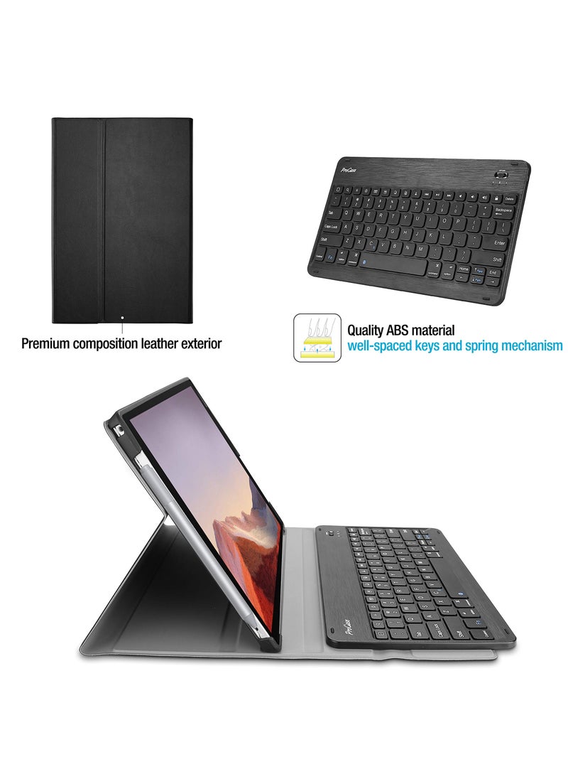 Procases - Keyboard Case for Surface Pro 7 Plus 12.3 Inch Tablet Slim Light Smart Cover with Magnetically Detachable Wireless Keyboard Black - Image 1