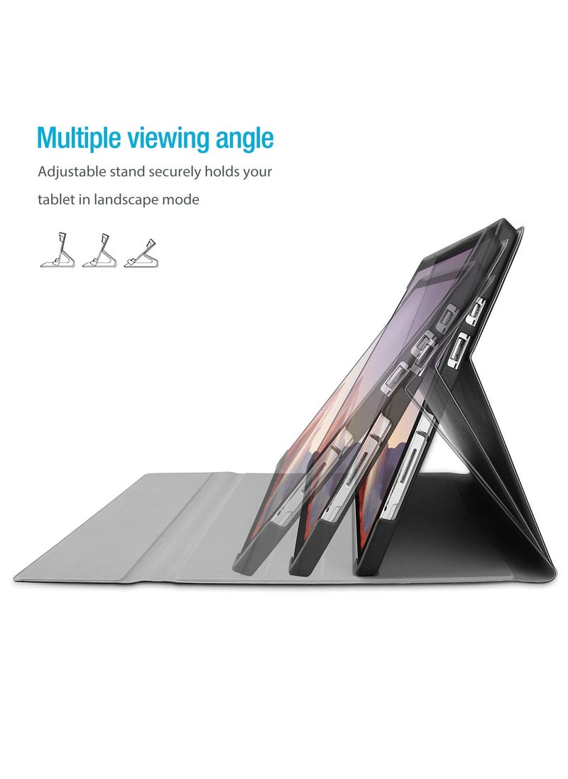 Procases - Keyboard Case for Surface Pro 7 Plus 12.3 Inch Tablet Slim Light Smart Cover with Magnetically Detachable Wireless Keyboard Black - Image 1