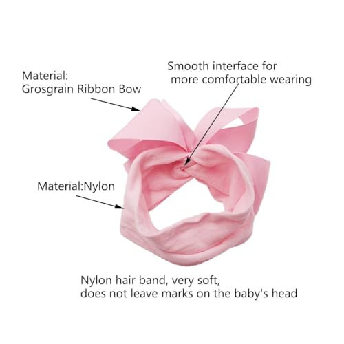 Yxiang 20PCS Baby Girl Bows Headbands, 4" Infant Bows Headbands Super Elastics Nylon Hairbands Cute Handmade Ribbon Bows for Babies Newborn Toddler (20 Colors) - Image 3
