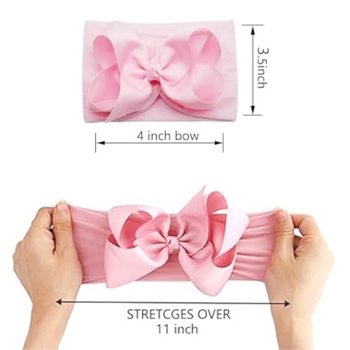 Yxiang 20PCS Baby Girl Bows Headbands, 4" Infant Bows Headbands Super Elastics Nylon Hairbands Cute Handmade Ribbon Bows for Babies Newborn Toddler (20 Colors) - Image 2