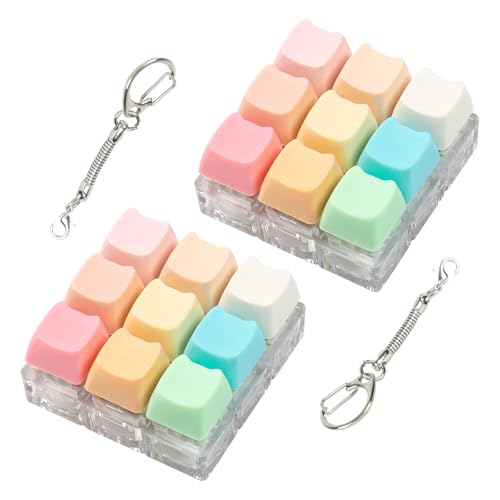 Sumgsn 2 Pcs Keyboard Fidget Toy Cute Cat Shape Clicker Fidgets 9 Keys Decompression Keyboard Fidget Keychain for Adults Relieve Stress and Anxiety - Image 1
