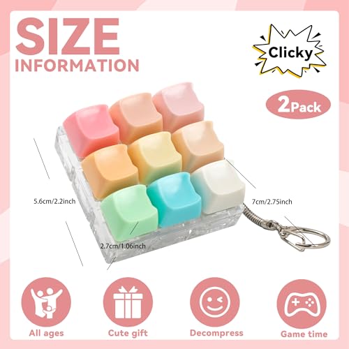 Sumgsn 2 Pcs Keyboard Fidget Toy Cute Cat Shape Clicker Fidgets 9 Keys Decompression Keyboard Fidget Keychain for Adults Relieve Stress and Anxiety - Image 5