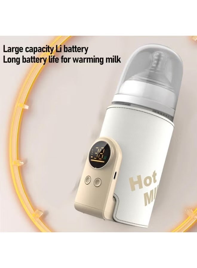 ULIOVA مبرد زجاجات أرضي محمول 6000mAh، مبرد حليب ساخن سريع ب6 درجات مع تحكم ذكي في درجة الحرارة وضوء ليلوي وشاشة LCD، قفل التغذية للحليب الأم، مناسب للسفر باللون الأبيض الكريمي - Image 3