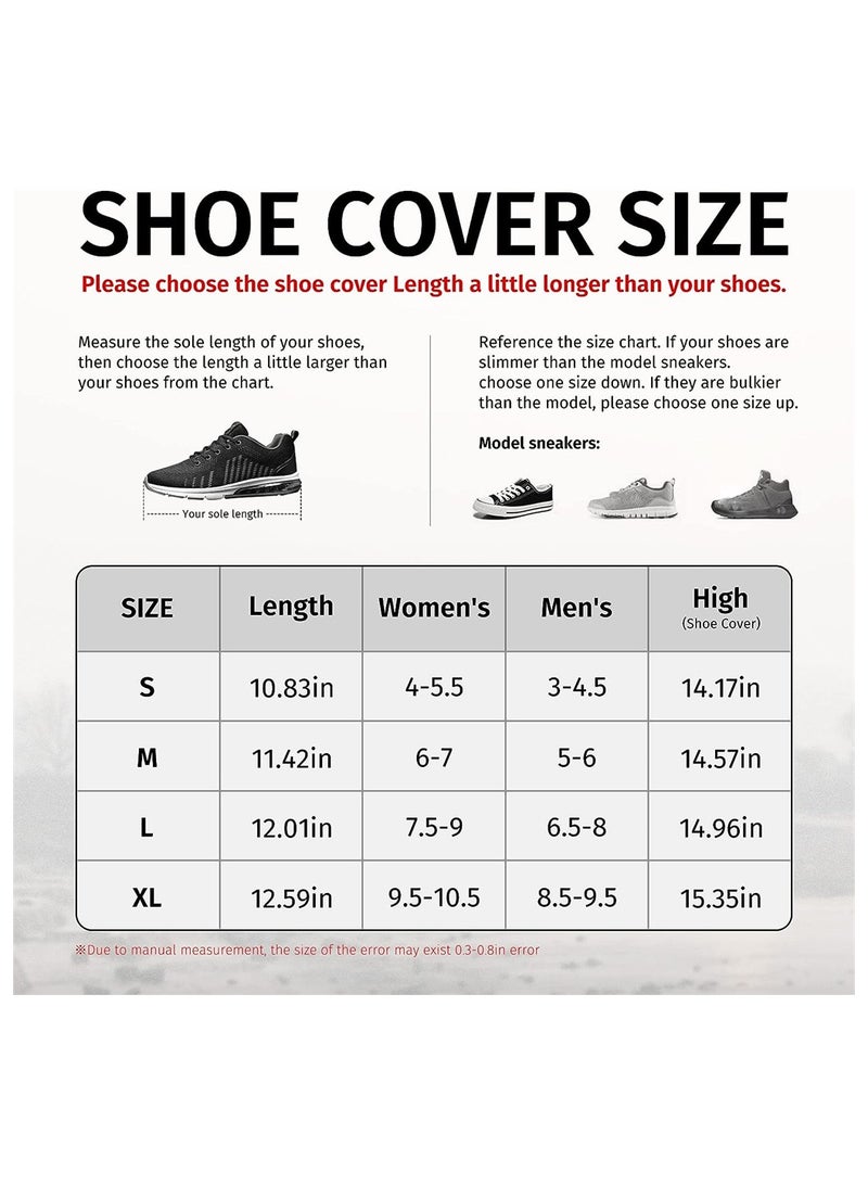 Excefore Waterproof Shoe Cover Reusable Black Rain Boot Shoe Covers Outdoor Overshoes Non-Slip Elastic Shoe Protectors Covers for Hiking Motorcycle Cycling Size L  - Image 3