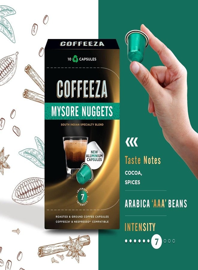 COFFEEZA (Aaa Arabica Grade) Mysore Nuggets Aluminium Coffee Capsules (Specialty Coffee) Intensity 7/10, Pack of 8, 80 Capsules - Image 2