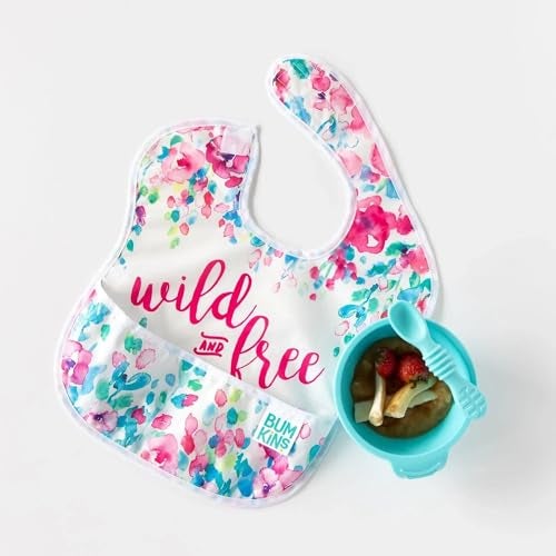 Bumkins Bibs for Girl or Boy, SuperBib Baby and Toddler for 6-24 Months, Essential Must Have for Eating, Feeding, Baby Led Weaning Supplies, Mess Saving Catch Food, Fabric 3-pk Wild and Free - Image 5