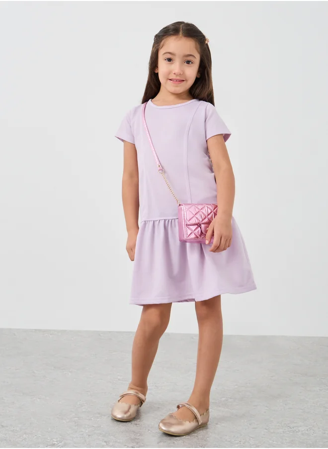 Styli Styli Solid Drop Waist Knee-Length Dress