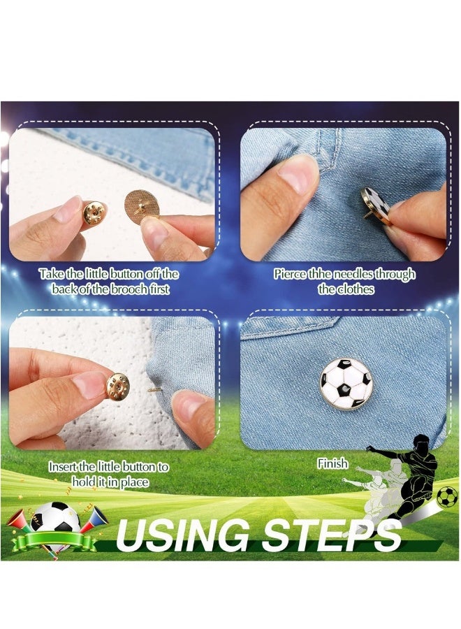 Soccer Lapel Pin, 18 Pcs Soccer Brooch, Soccer Ball Cartoon Round Metal Pins, Football Hat Shirt Pin Tie Tack Pinback, Men Women Brooches Sports Accessories Charm Decoration - Image 3
