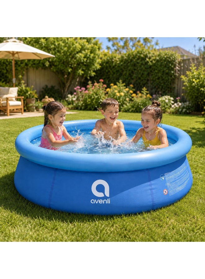 Avenli Inflatable Kids Pool – Round Family Water Pool – Quick Setup Blue Air Ring Swimming Pool for Garden & Outdoor Use – 168×51 cm – 12014 - Image 2