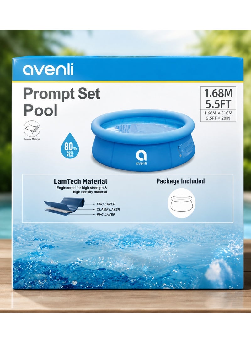 Avenli Inflatable Kids Pool – Round Family Water Pool – Quick Setup Blue Air Ring Swimming Pool for Garden & Outdoor Use – 168×51 cm – 12014 - Image 4