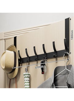 Rightsure Door Hanger, Over The Door Hook, Moving 7-Hooks Over Door Coat Rack for Hanging, Aluminum Heavy Duty Door Organizer for Towels, Clothes, Hats, Bag, Behind Back of Door Bathroom (Black,C)  - Image 2