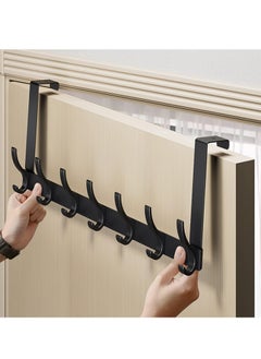 Rightsure Door Hanger, Over The Door Hook, Moving 7-Hooks Over Door Coat Rack for Hanging, Aluminum Heavy Duty Door Organizer for Towels, Clothes, Hats, Bag, Behind Back of Door Bathroom (Black,C)  - Image 5
