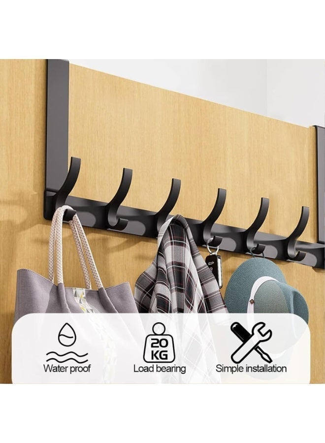Arabayt Door Hanger, Over The Door Hook, Moving 7-Hooks Over Door Coat Rack for Hanging, Aluminum Heavy Duty Door Organizer for Towels, Clothes, Hats, Bag, Behind Back of Door Bathroom (Black,C) - Image 5