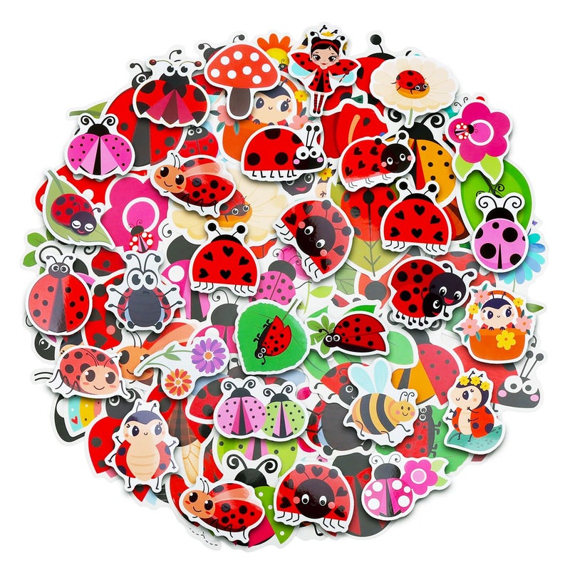 Cleverplay 100 Pack Ladybug Stickers Lady Bug Party Favors Birthday Decorations