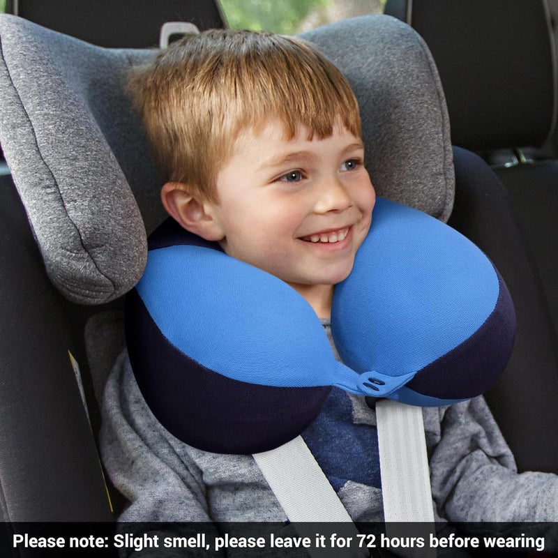 COOLBEBE Kids Travel Neck Pillow, Softly Double Support Travel Pillow for Car & Airplane, Traveling Gifts for Toddler & Children (1, Haze Blue) - Image 2