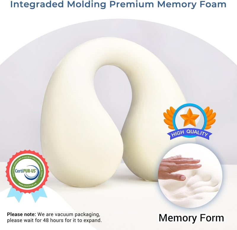 COOLBEBE Kids Travel Neck Pillow, Softly Double Support Travel Pillow for Car & Airplane, Traveling Gifts for Toddler & Children (1, Haze Blue) - Image 4