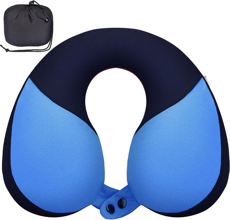 COOLBEBE Kids Travel Neck Pillow, Softly Double Support Travel Pillow for Car & Airplane, Traveling Gifts for Toddler & Children (1, Haze Blue) - Image 1