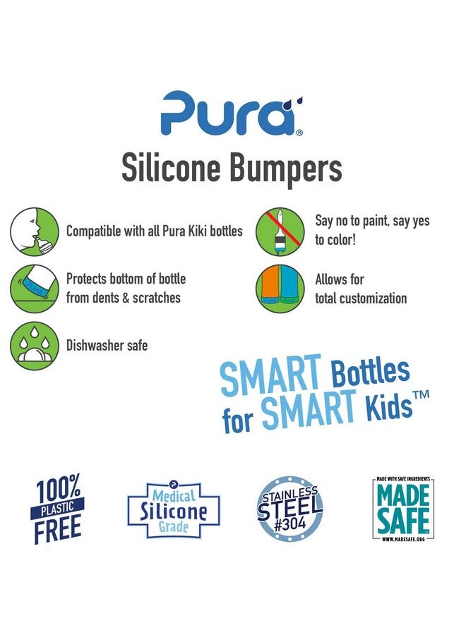 Pura Pura Kiki Silicone Bottle Bumper - Plastic-Free, Medical-Grade, Dishwasher Safe, Protective, Leakproof Cover & Anti-Slip Bottom Cover - Compatible w/Pura Stainless Bottles 5oz 9oz & 11oz (Slate) - Image 1