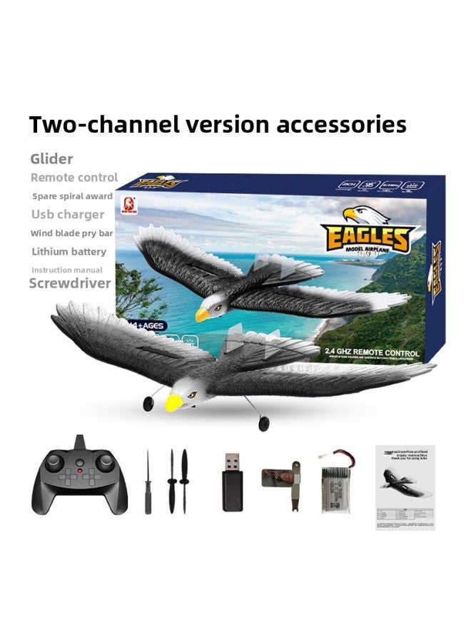 المنتج BM17 Eagle Glider ثابتة الجناح بثلاث قنوات للتحكم عن بعد من الفوم للطائرات النسر الأسود موديل اللون: طائرة شراعية النسر ثنائية القناة (مع أضواء) - Image 1