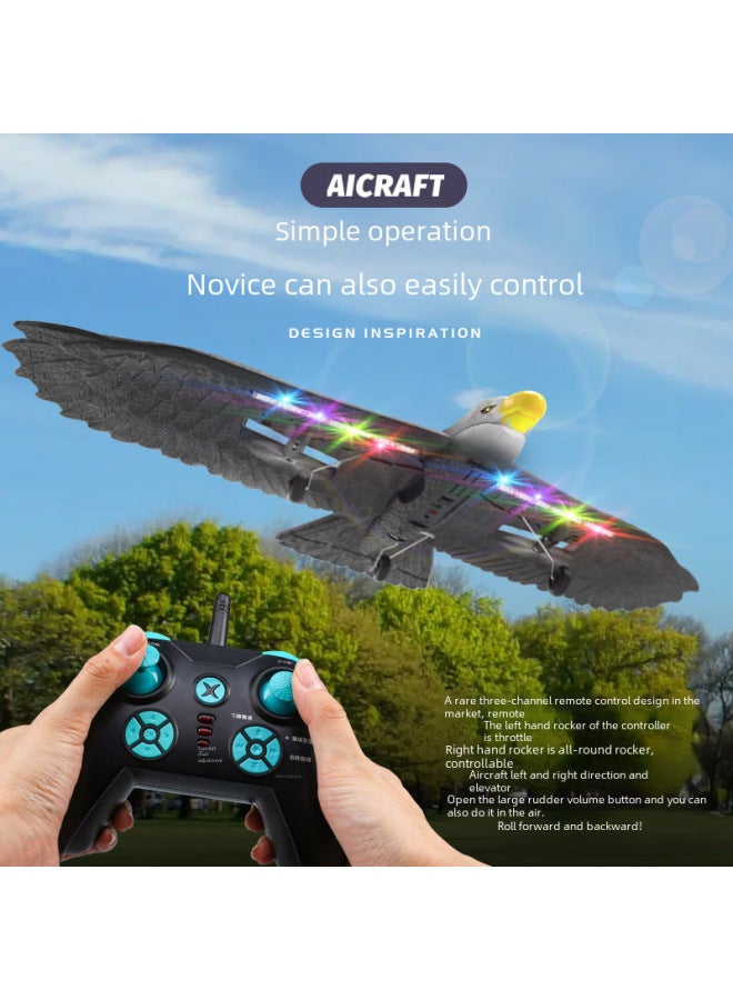 المنتج BM17 Eagle Glider ثابتة الجناح بثلاث قنوات للتحكم عن بعد من الفوم للطائرات النسر الأسود موديل اللون: طائرة شراعية النسر ثنائية القناة (مع أضواء) - Image 3