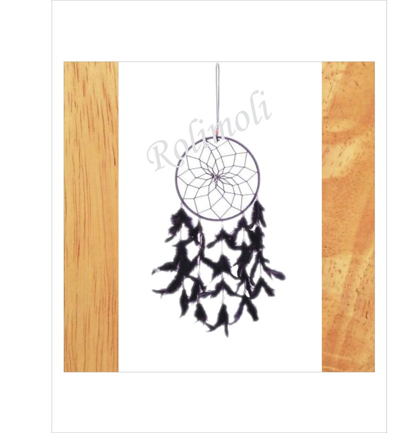 ROLIMOLI Black Dream Catcher Wall Hanging Decorative Boho Home Office Bedroom Showpiece for Positive Vibes - Image 2