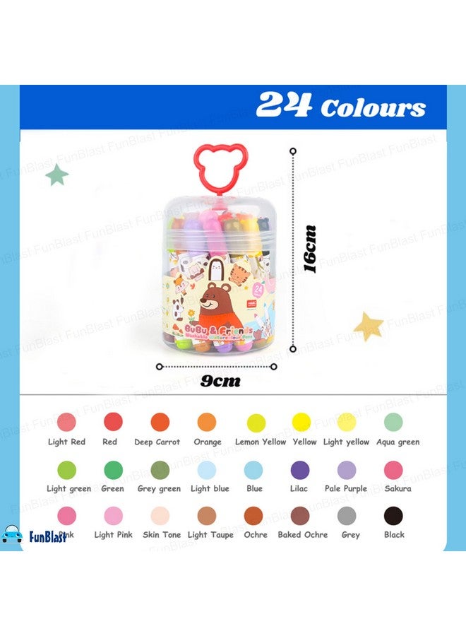 فنبلاست أقلام تلوين FunBlast - أقلام ألوان مائية قابلة للغسل، مجموعة تلوين، مجموعة أقلام رسم ملونة للأطفال، مواد رسم للفنانين، لوازم فنية لطيفة (24 قطعة)