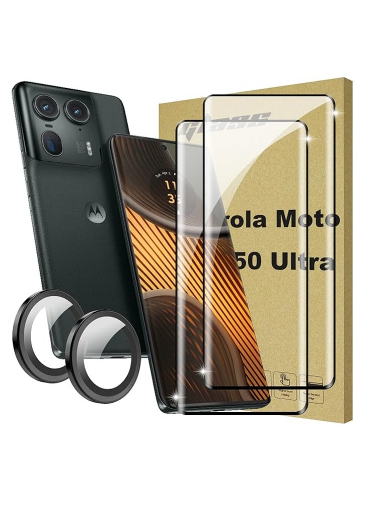 Tempered Glass [2+1 Pack] Camera Lens Protector for Motorola Edge 50 Ultra Screen Protector and HD Invisible Frame Tempered Glass Screen Protector for Motorola Moto Edge 50 Ultra
