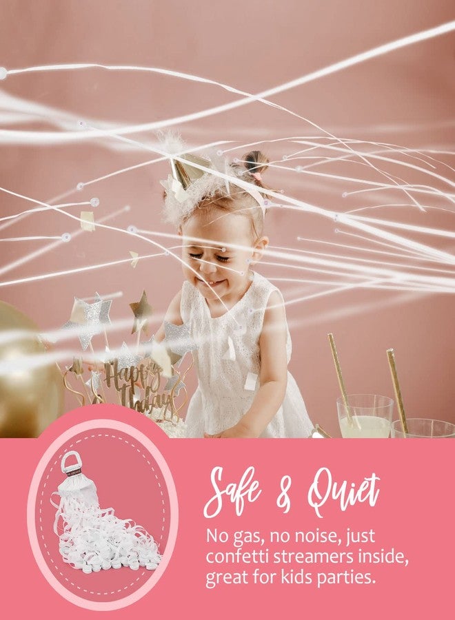 BATTIFE Streamers Poppers - Hand Throw Confetti Poppers, No Mess Paper Crackers for Birthday Wedding Party Celebrations, White, 16.4Ft/5M (10Pack) - Image 4