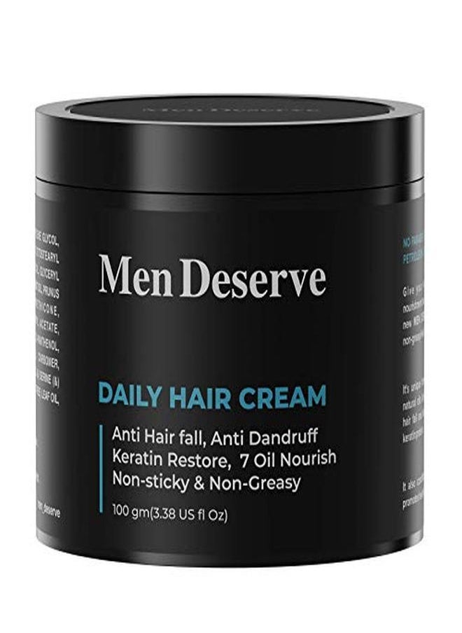 MEN DESERVE - Daily Hair Cream (7 Oil Nourish) For Hair Fall Control, Dandruff Control,And Keratin Restore 100 Gm - Image 1