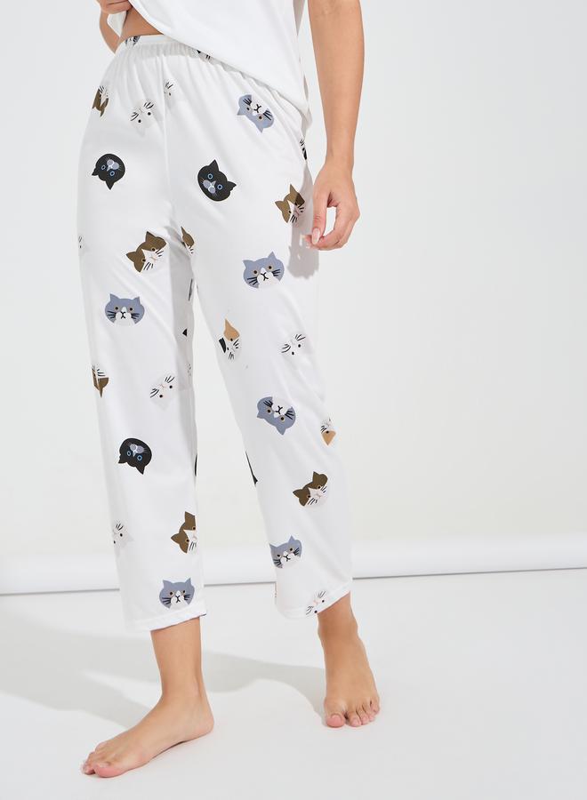 Take Two Cat Print T-Shirt & Pyjama Set - Image 4