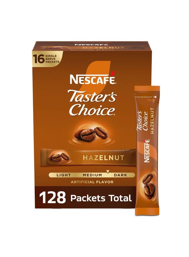 Taster's Choice Nescafe Instant Coffee Beverage, Hazelnut, 0.1 Ounce,16 Count,(Pack of 8) - Image 1
