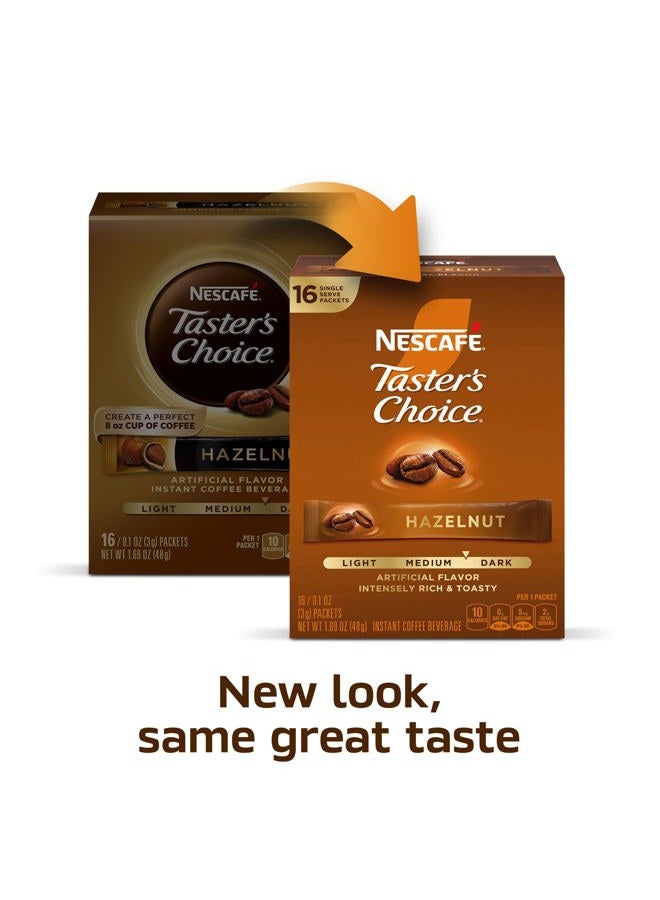 Taster's Choice Nescafe Instant Coffee Beverage, Hazelnut, 0.1 Ounce,16 Count,(Pack of 8) - Image 3