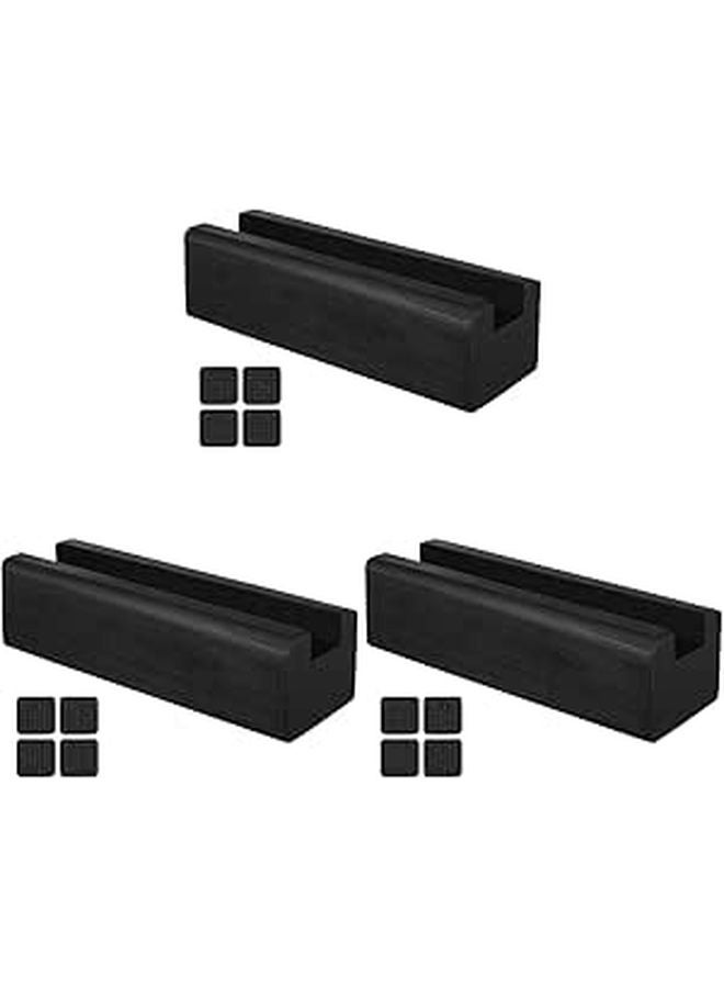 Full Length Mirror Stand Holder Wooden Anti Skid Bracket Floor Base Black 3PCS - Image 1